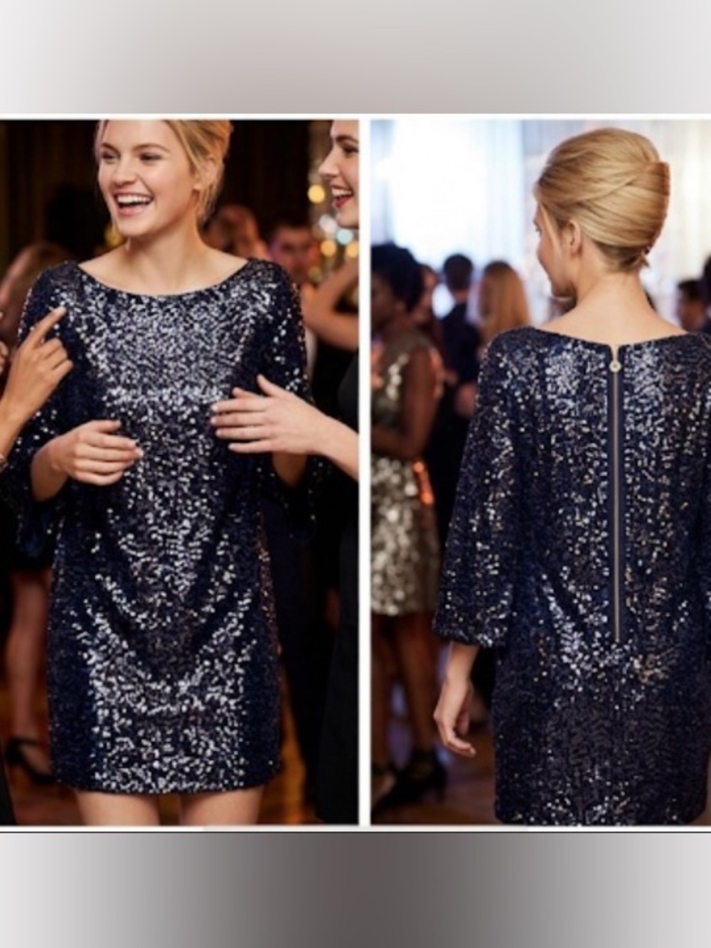 TORY BURCH Midnight Blue Monique Sequin Tunic Top Mini Dress!
14